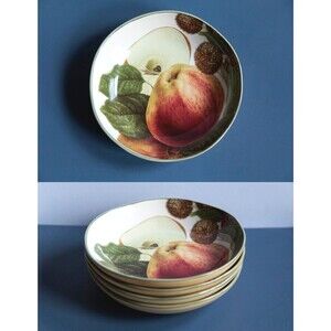Williams Sonoma APPLE Harvest Fruit Pasta Soup Bowl Set of 4 Made in Italy 8"